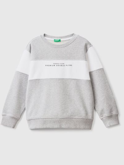Kids' Benetton Color Block Print Sweatshirt Light Grey | NZ394325