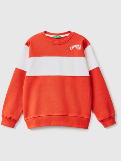 Kids' Benetton Color Block Print Sweatshirt Red | NZ718844