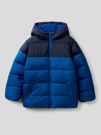Kids' Benetton Color Block Puffer Padded Jackets Bright Blue | NZ264087