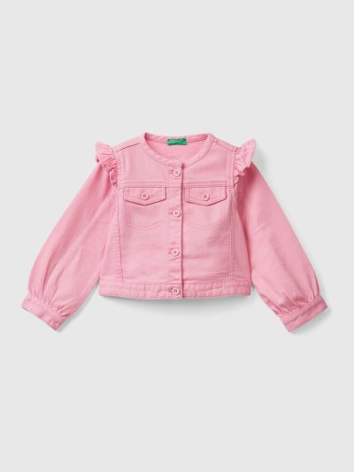 Kids' Benetton Colorful Stretch Cotton Jackets Pink | NZ473891