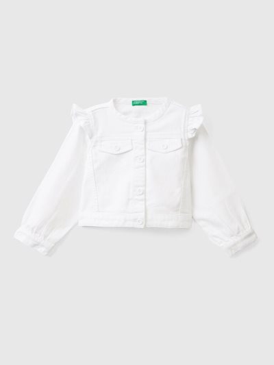 Kids' Benetton Colorful Stretch Cotton Jackets White | NZ901978