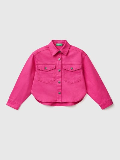Kids' Benetton Colorful Stretch Cotton Light Jackets Fuchsia | NZ678874