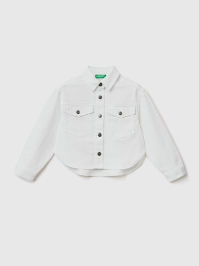 Kids' Benetton Colorful Stretch Cotton Light Jackets White | NZ891995
