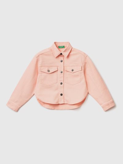 Kids' Benetton Colorful Stretch Cotton Light Jackets Soft Pink | NZ900109