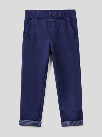 Kids' Benetton Cotton Blend Sweatpants Dark Blue | NZ406670