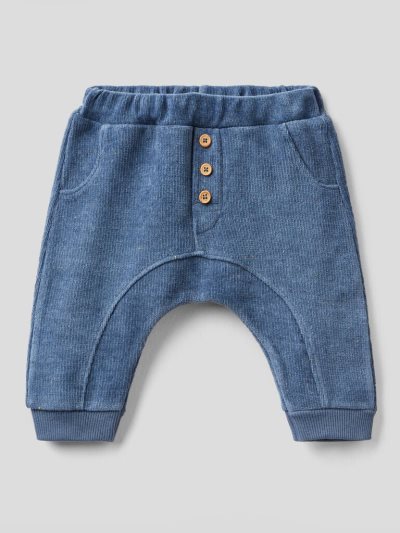 Kids' Benetton Cotton Blend Trousers Dark Blue | NZ358965