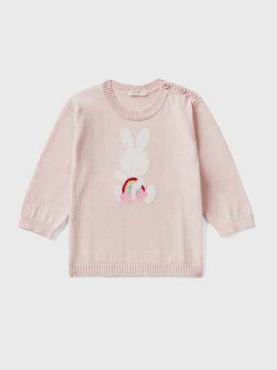 Kids' Benetton Cotton Inlay Sweaters Pink | NZ508340