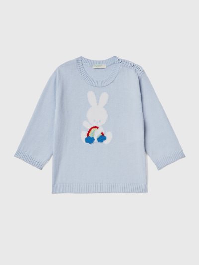 Kids' Benetton Cotton Inlay Sweaters Sky Blue | NZ568070