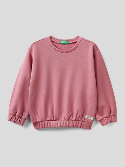 Kids' Benetton Crew Neck Organic Cotton Sweatshirt Dark Mauve | NZ014521