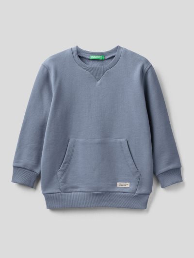 Kids' Benetton Crew Neck Organic Cotton Sweatshirt Air Force Blue | NZ017743