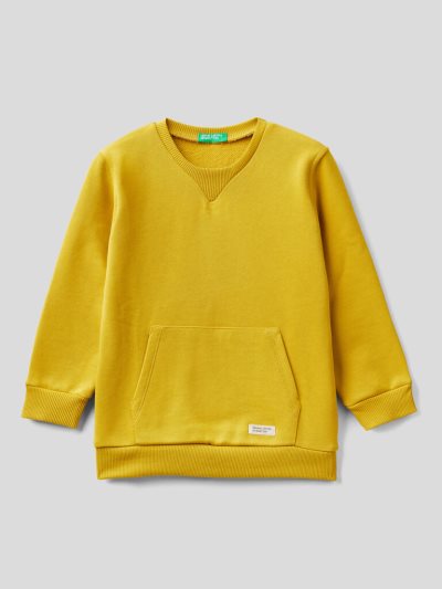 Kids' Benetton Crew Neck Organic Cotton Sweatshirt Mustard | NZ117466