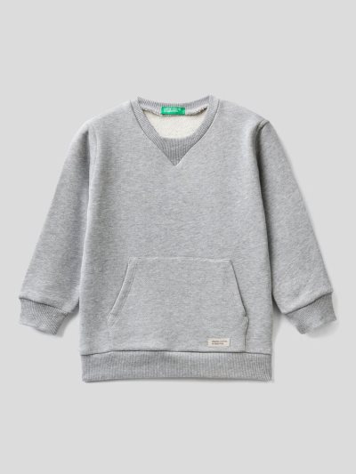 Kids' Benetton Crew Neck Organic Cotton Sweatshirt Grey | NZ529140