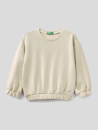 Kids' Benetton Crew Neck Organic Cotton Sweatshirt Creamy White | NZ726461