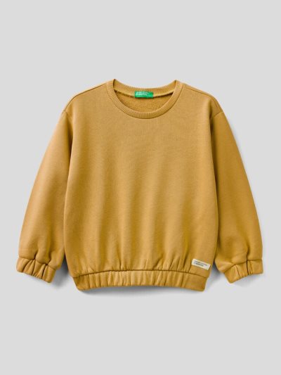 Kids' Benetton Crew Neck Organic Cotton Sweatshirt Mustard | NZ830911