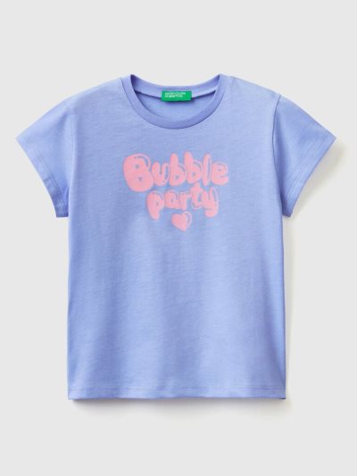 Kids' Benetton Crew Neck Print Short Sleeve T-shirts Periwinkle | NZ326620