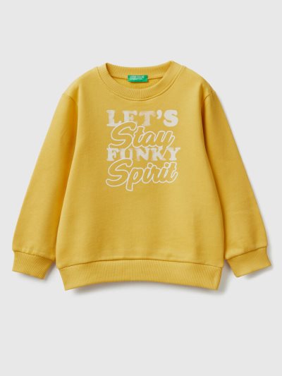 Kids' Benetton Crew Neck Print Sweatshirt Yellow | NZ658214
