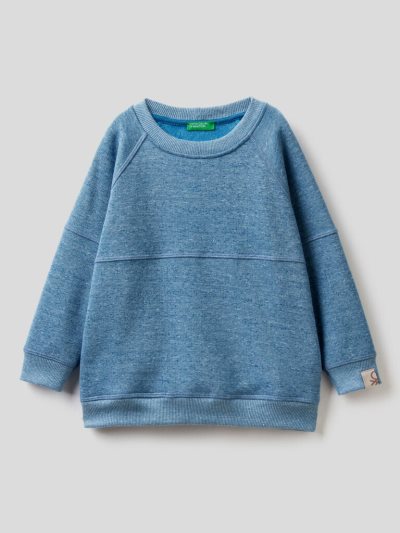 Kids' Benetton Crew Neck Recycled Fabric Sweatshirt Air Force Blue | NZ177449