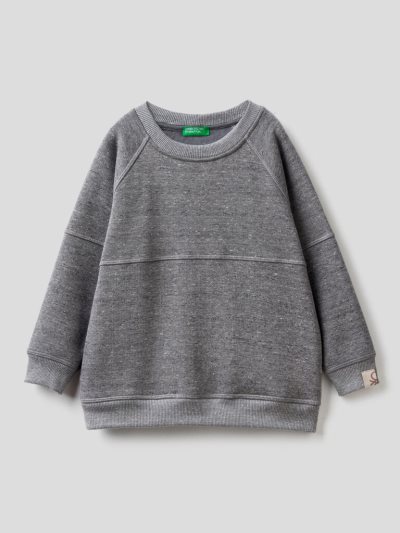 Kids' Benetton Crew Neck Recycled Fabric Sweatshirt Grey | NZ210765