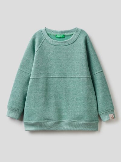 Kids' Benetton Crew Neck Recycled Fabric Sweatshirt Light Blue | NZ917694