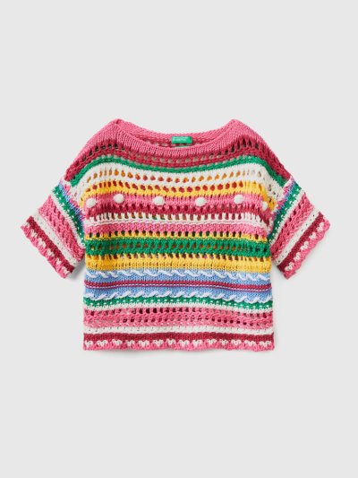 Kids' Benetton Crochet Knit Sweaters Multi-color | NZ703447