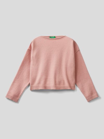 Kids' Benetton Cropped Cotton Blend Sweaters Pastel Pink | NZ672931
