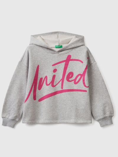 Kids' Benetton Cropped Hood Hoodie Light Grey | NZ381510