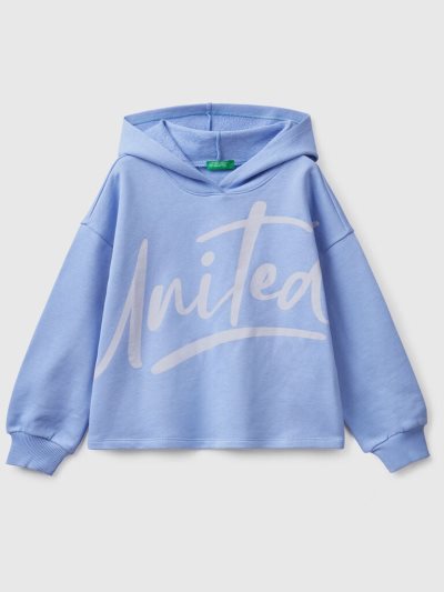 Kids' Benetton Cropped Hood Hoodie Periwinkle | NZ478453