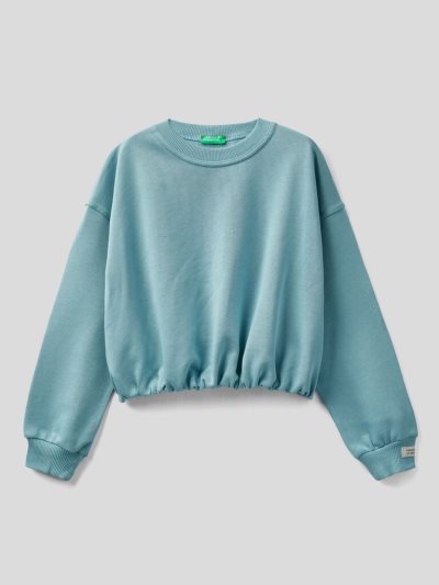 Kids' Benetton Cropped Organic Cotton Sweatshirt Light Blue | NZ203877
