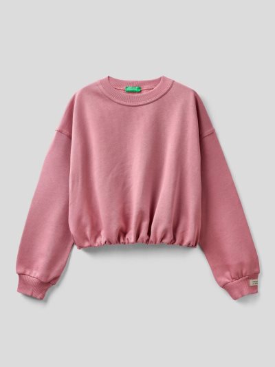 Kids' Benetton Cropped Organic Cotton Sweatshirt Dark Mauve | NZ481772