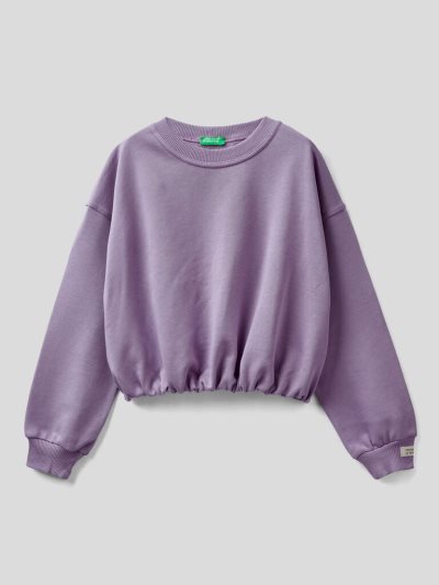 Kids' Benetton Cropped Organic Cotton Sweatshirt Lilac | NZ961938