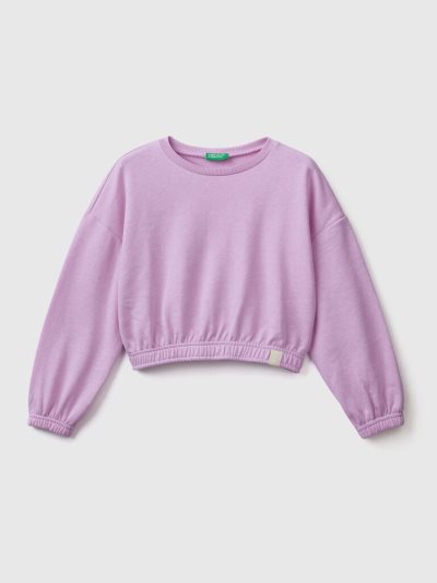 Kids' Benetton Cropped Recycled Fabric Sweatshirt Lilac | NZ074699