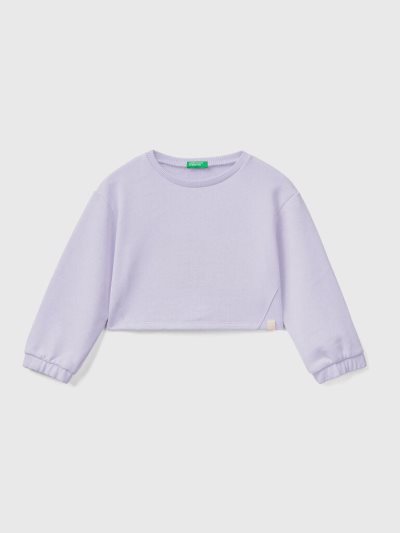 Kids' Benetton Cropped Recycled Fabric Sweatshirt Lilac | NZ714306
