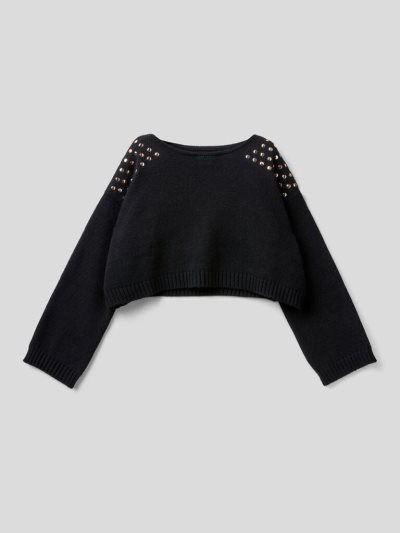 Kids' Benetton Cropped Studs Sweaters Black | NZ595377