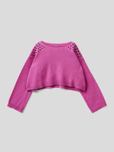 Kids' Benetton Cropped Studs Sweaters Cyclamen | NZ248748