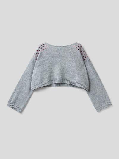 Kids' Benetton Cropped Studs Sweaters Grey | NZ192350