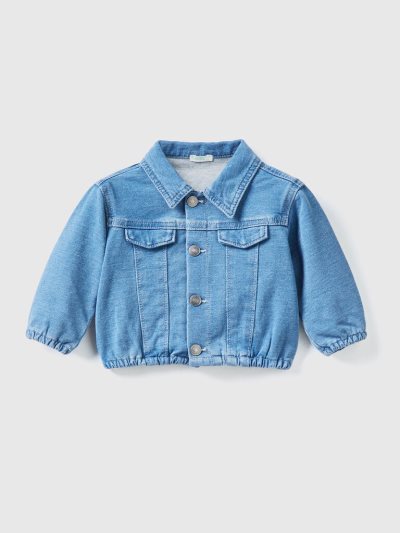 Kids' Benetton Denim Look Sweat Jackets Blue | NZ297140