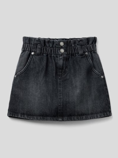 Kids' Benetton Denim Paperbag Skirts Black | NZ734770