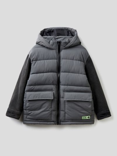 Kids' Benetton Denim Sleeves Padded Jackets Grey | NZ003271