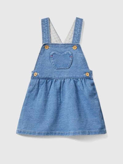 Kids' Benetton Denim-look Dungaree Dungarees Blue | NZ804859