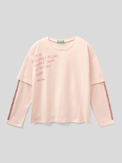 Kids' Benetton Double Sleeve T Shirts Creamy White | NZ344486