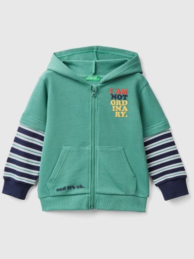 Kids' Benetton Double Sleeves Hoodie Dark Green | NZ764400