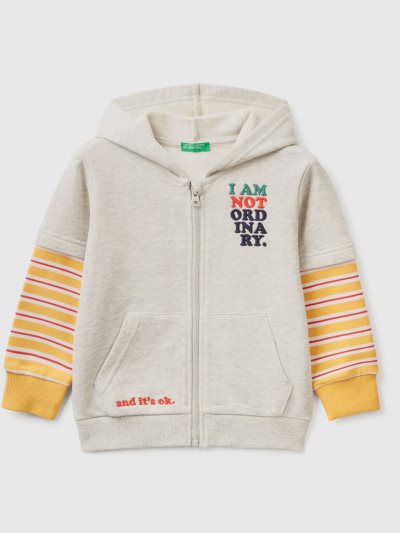 Kids' Benetton Double Sleeves Hoodie Light Grey | NZ434628