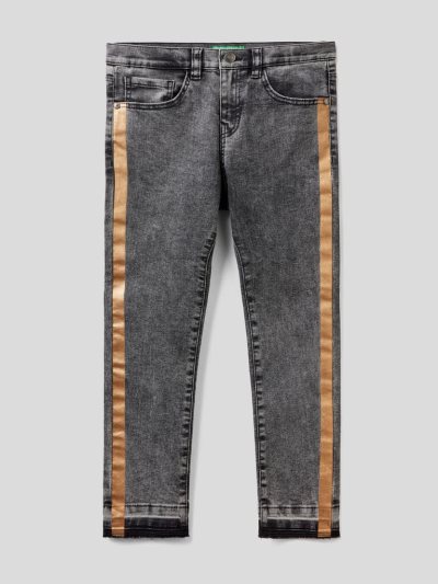Kids' Benetton Eco-recycle Denim Gold Bands Jeans Black | NZ188994
