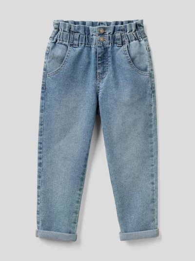 Kids' Benetton Eco-recycle Paperbag Cut Jeans Sky Blue | NZ071464