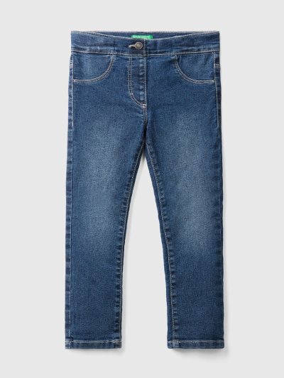 Kids' Benetton Eco-recycle Stretch Cotton Blend Jeggings Dark Blue | NZ051195