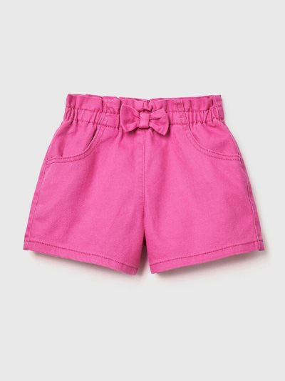 Kids' Benetton Elastic Waist Shorts Fuchsia | NZ970256