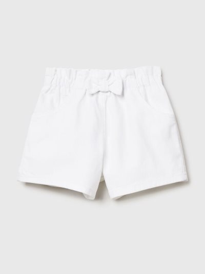 Kids' Benetton Elastic Waist Shorts White | NZ817504