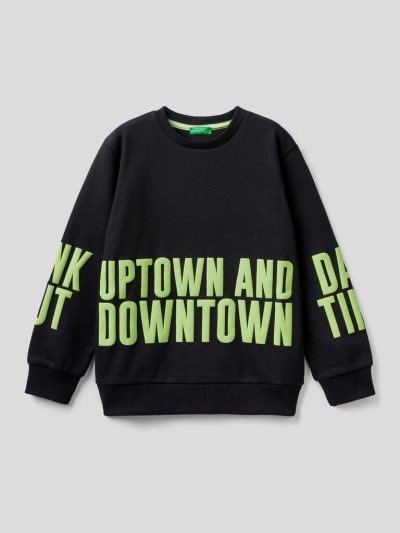 Kids' Benetton Embossed Print Sweatshirt Black | NZ187263
