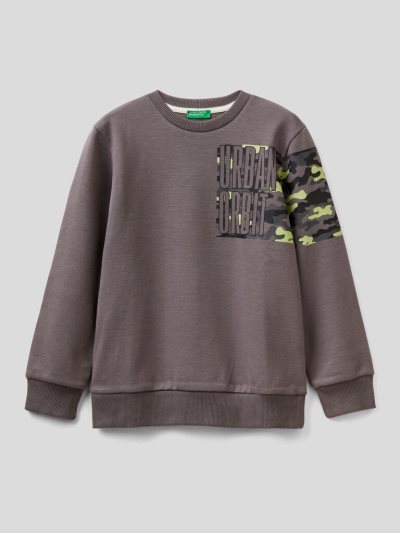 Kids' Benetton Embossed Print Sweatshirt Grey | NZ209132