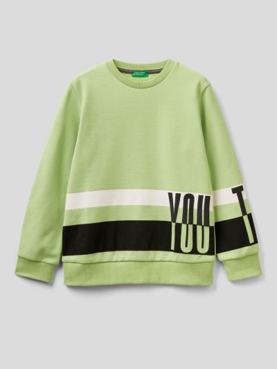 Kids' Benetton Embossed Print Sweatshirt Lime | NZ990706